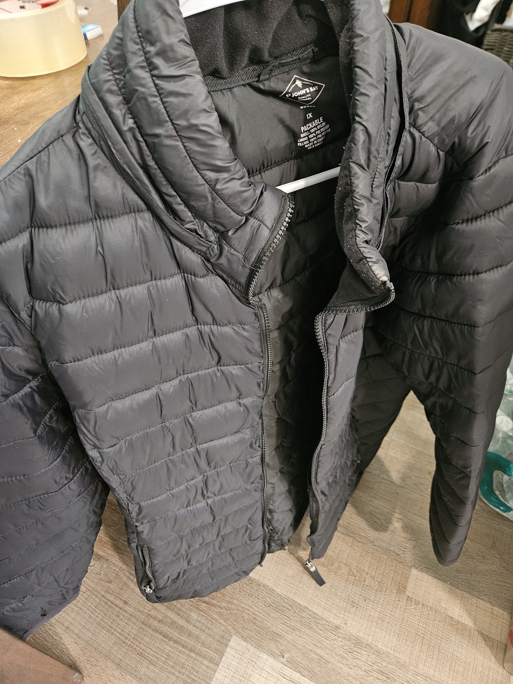 St. John's Bay Black Quilted Packable Puffer Jacket